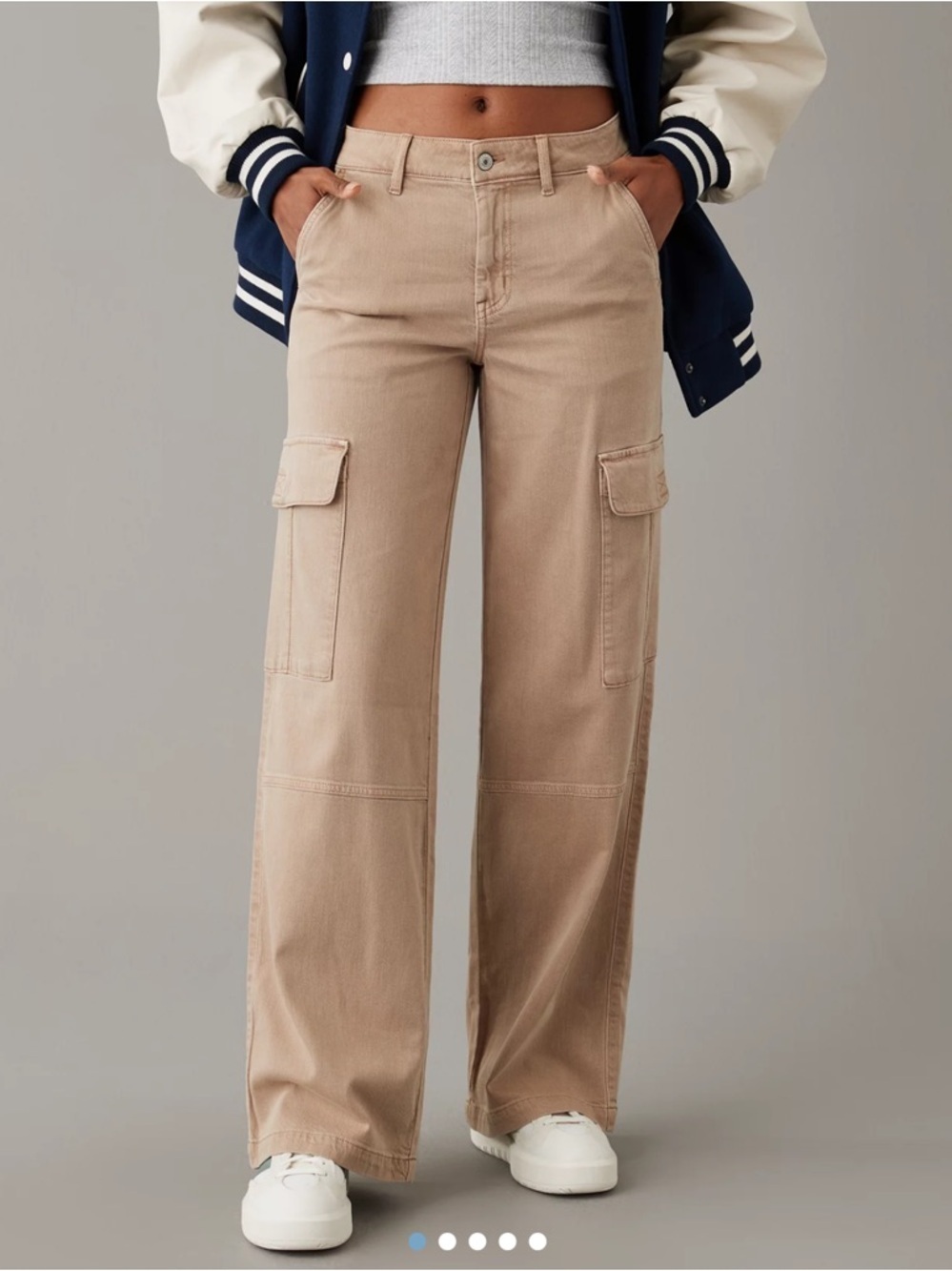 AE Dreamy Drape Stretch Cargo Super High-Waisted Baggy Wide-Leg Pant Stretch - Picture 1 of 7